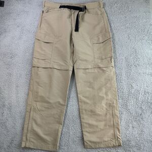 S North Face Pants Mens Large Khaki Convertible Zip Off Nylon Hiking Outdoor Car
